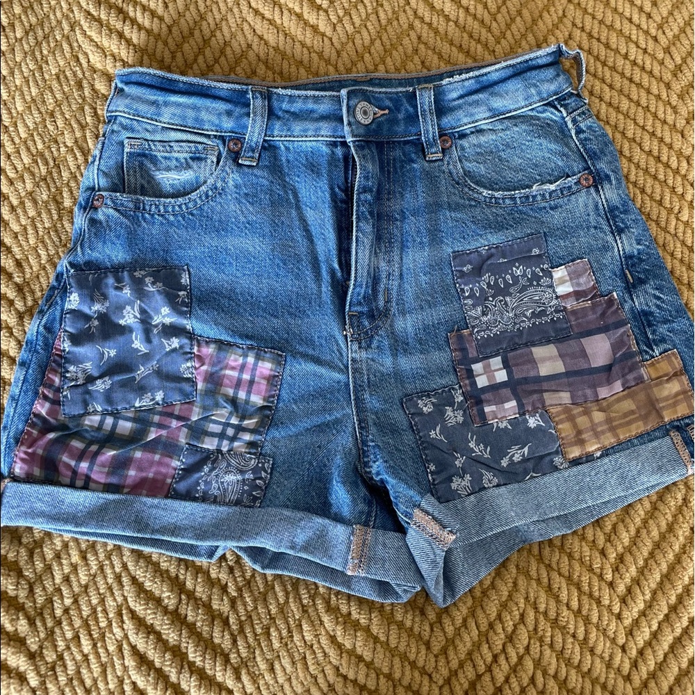 💕patchwork denim mom shorts💕